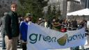 Chris Tindal with a Green Party banner