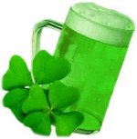 Green beer with four-leaf clovers